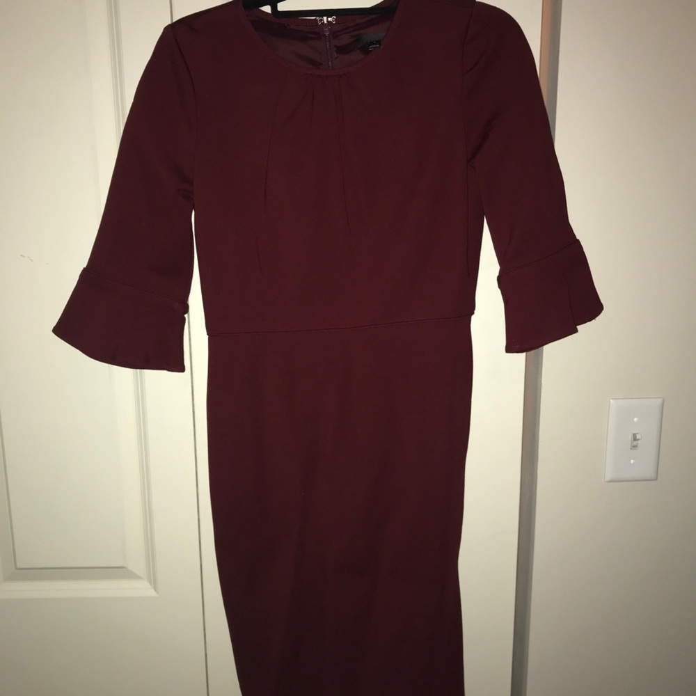 NWOT J.Crew Size 4 Burgundy Dress with Sleeves